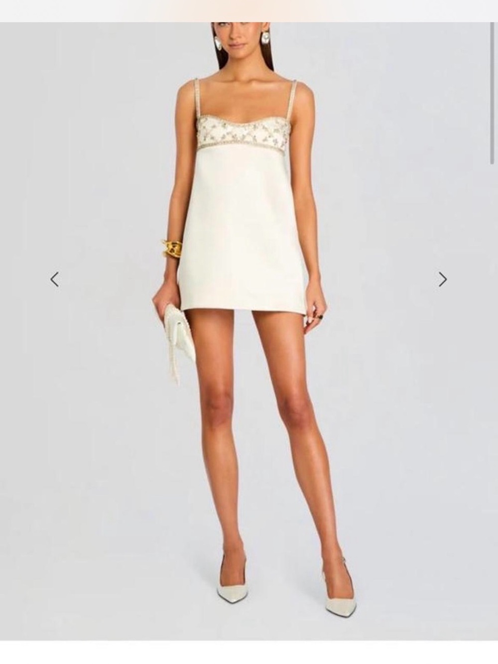 Retrofête Cream Mini Dress with Embellished top